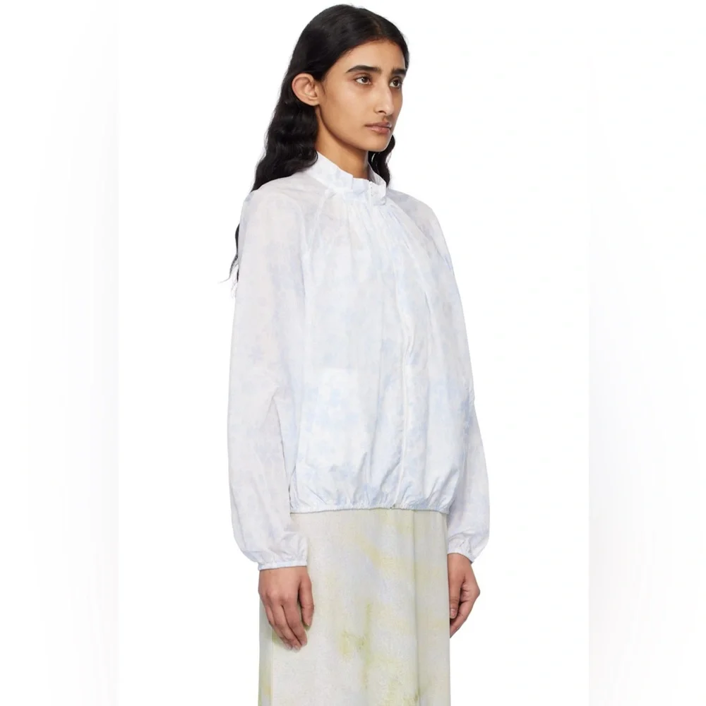KIJUN
White & Blue Flower Sheer Windbreaker Jacket - Picture 2 of 9